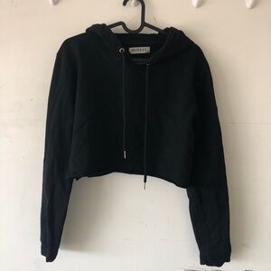 Moxeay Black Cropped Hoodie Crop Top